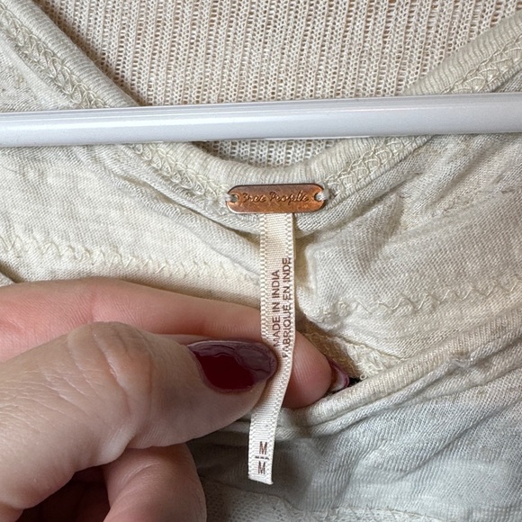 Free People Cream Blouse with Black and Pink Accents - Picture 2 of 7